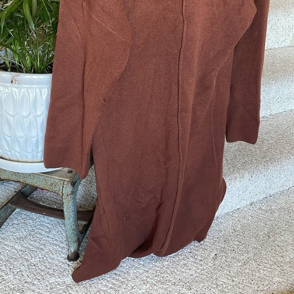 Anrabess Drapy Brown Open Front Chunky Soft Maxi Cardigan - Picture 9 of 14